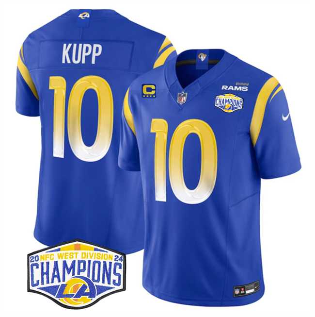 Men%27s Los Angeles Rams #10 Cooper Kupp Blue 2024 NFC West Champions With 4-Star C Patch F.U.S.E. Vapor Untouchable Stitched Jersey->los angeles rams->NFL Jersey